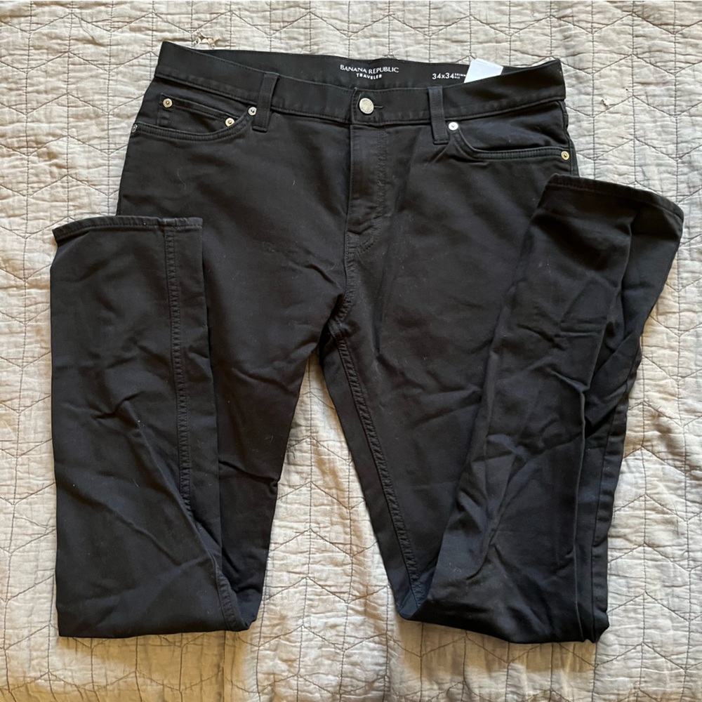 Banana Republic Black Trousers with Button Accents